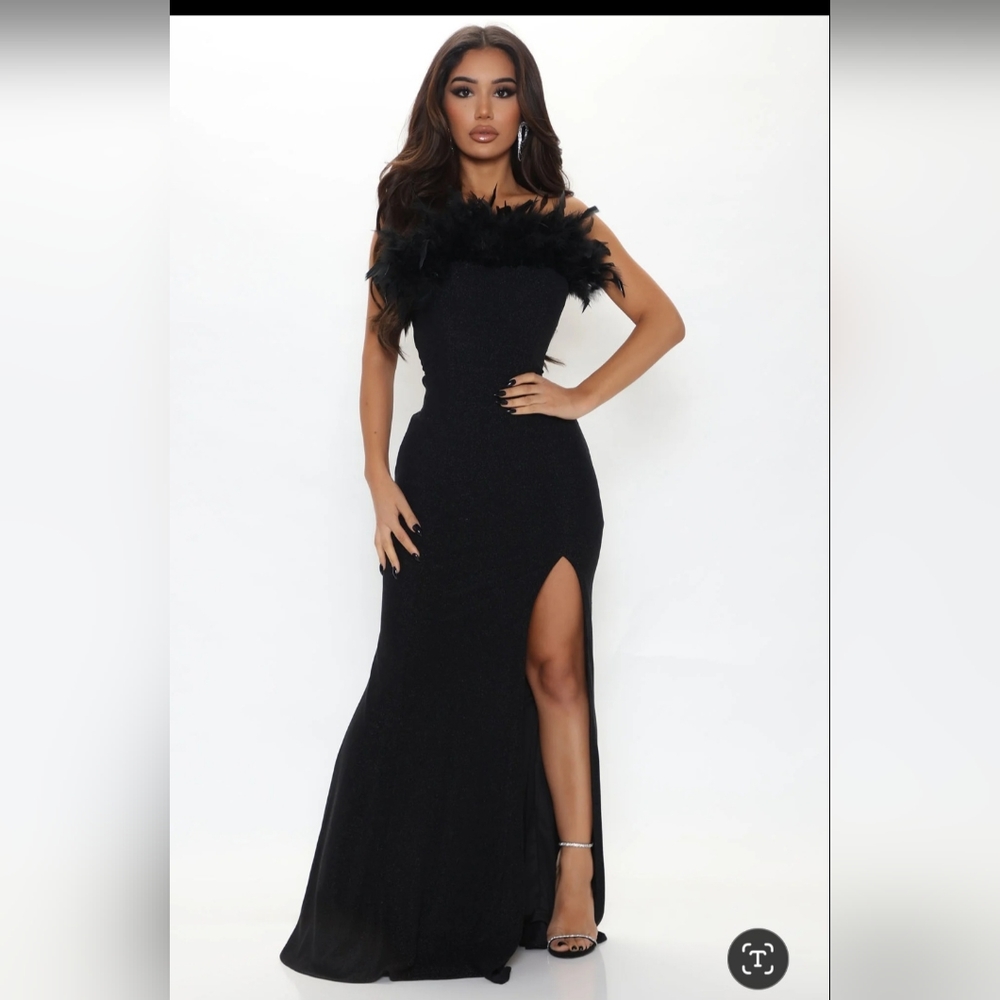 Black fur elegant  dress